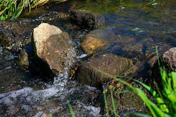 Barrage en pierre dans une eau claire et courante