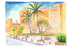 Marbella Murs du Castillo Scène méditerranéenne avec palmiers