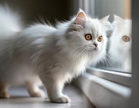 cat looks through window by Egon Zitter
