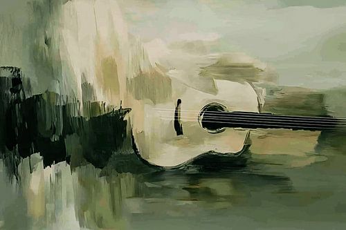 Guitare abstraite dans des tons naturels