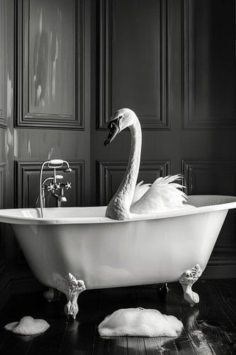 Elegante zwaan in bad - Unieke badkamerfoto voor je WC