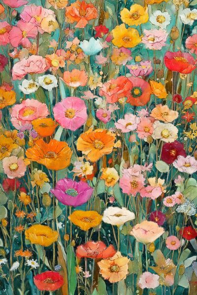 Field of flowers in full bloom by Whale & Sons