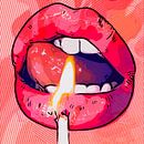 Brennendes Verlangen - sexy Mund im Pop-Art-Stil von The Art Kroep Miniaturansicht