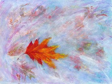 Fallende Blätter im Herbstwind horizontal von Karen Kaspar
