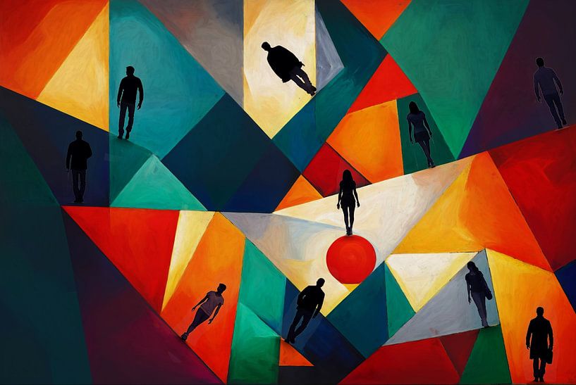 Silhouettes dans la société abstraite par Arjen Roos