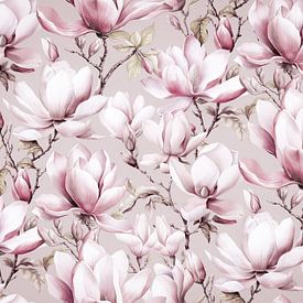 Magnolia Bloemen Nostalgie Pastel Roze van Andrea Haase