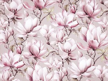 Magnolia Floral Nostalgia Pastel Pink by Andrea Haase