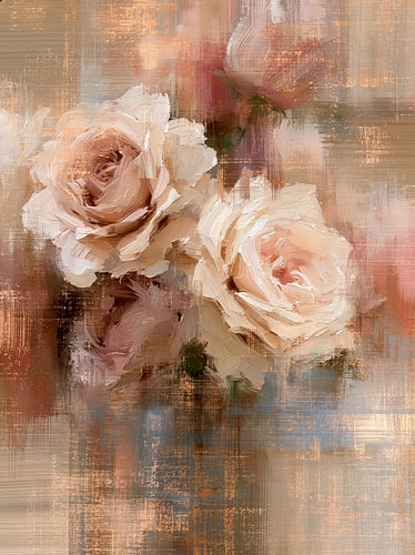 Deux grandes roses dans des tons crème et rose pâle