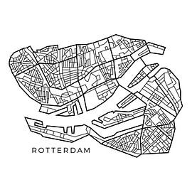 Map of Rotterdam in lines  by Muurmap - Jouw Favorite stad of wijk aan de muur
