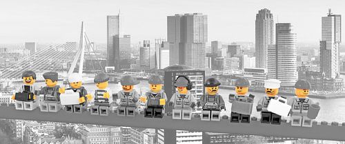 Lunch a top a skyscraper Panorama Rotterdam Yellow - RWMA01 by Marco van den Arend