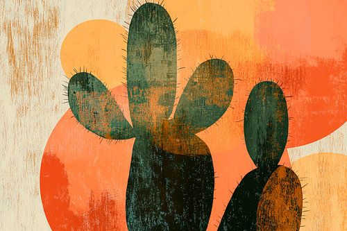 Cactusillustratie met warme kleuren