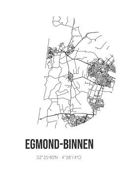 Egmond-Binnen (Noord-Holland) | Karte | Schwarz und Weiß von Rezona