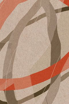 Modern abstract minimalist shapes in coral red, brown, beige, white VI by Dina Dankers