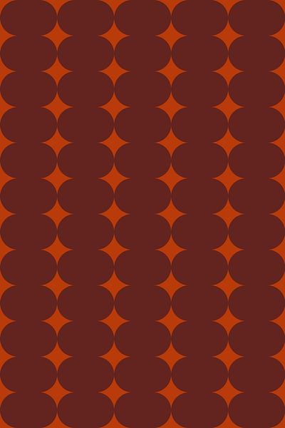 Retro kunst uit de jaren 70. Abstracte geometrische vormen in bruin en oranje. van Dina Dankers