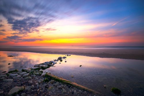Zonsondergang bij  Escalles in Frankrijk