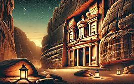 Affiche de nuit de Petra, Jordanie