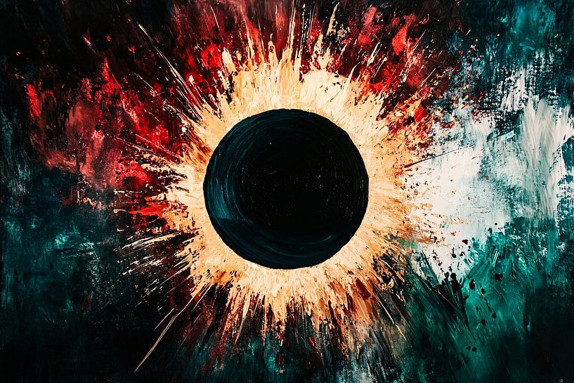 Eclipse solaire dorée - dessin abstrait par Art & Soul Creations