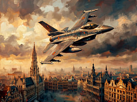 F-16 Over Brussels at Golden Hour by Jan Keteleer