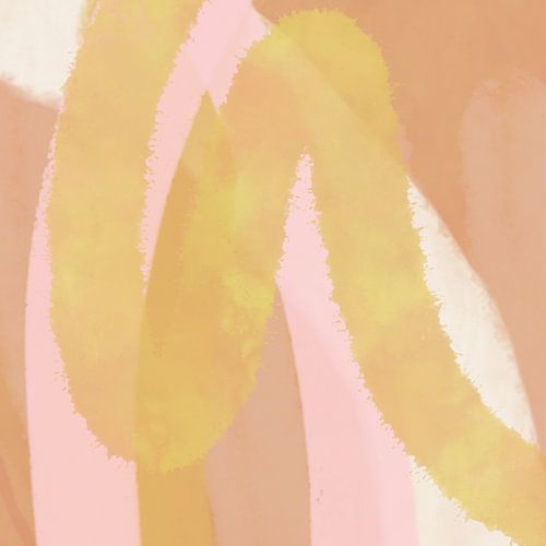 Moderne vormen en lijnen abstracte kunst in pastel geel en roze
