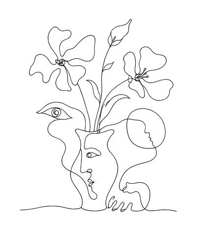 Bloemenvaas met gezicht #1