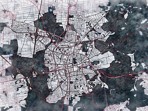 Karte von Darmstadt im stil 'White winter'