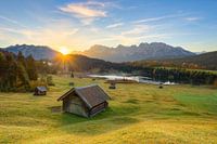 Sonnenaufgang am Geroldsee in Bayern