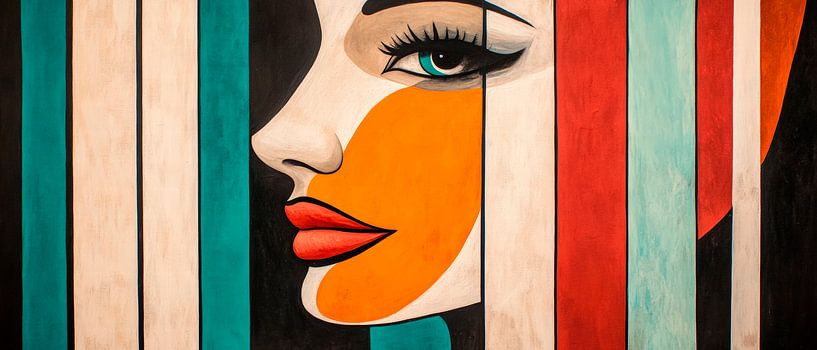 Kleurrijk silhouet van een vrouw - artistiek realistisch van Poster Art Shop