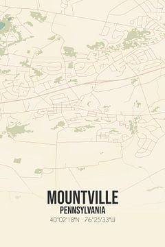 Vieille carte de Mountville (Pennsylvanie), USA. sur Rezona