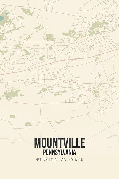 Vieille carte de Mountville (Pennsylvanie), USA. par Affiches de lieux