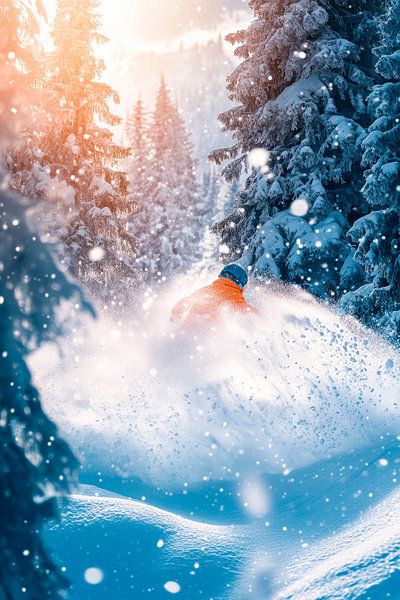 Snow fun in the wintry forest by Poster Art Shop