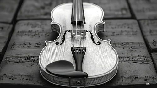 Muziekinstrument in zwart-wit