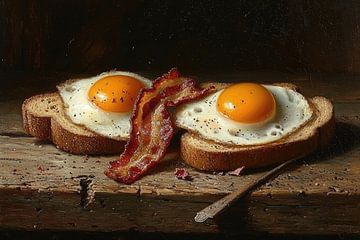 Knapperig genieten op hout van Klaus Tesching - Art-AI