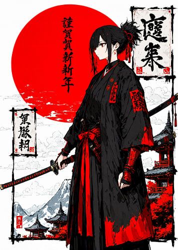 Anime Mädchen Samurai Japan