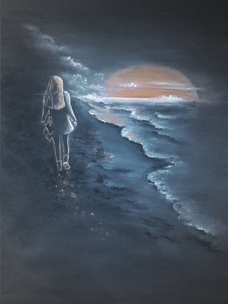 Promenade sur la plage - Filles à la mer 2 par Edeltraut K. Schlichting