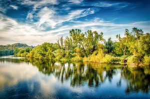 Spiegelung Fluss Ruhr bei Mülheim von Dieter Walther