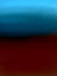 Abstrakte Landschaft in Marineblau und Bordeauxrot, minimalistische Kunst in dunklen Farbtönen von Dina Dankers