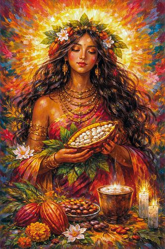 Maya-godin Ixcacao  schilderij.