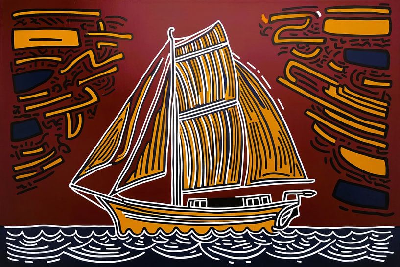 Modern sailboat in pop art style by Art & Soul Creations