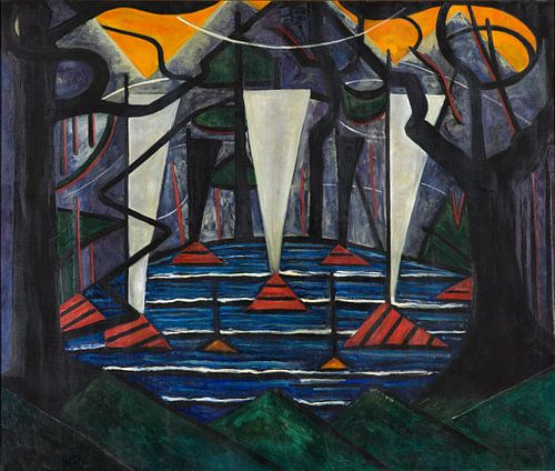 Schepen en het bos, Jacoba van Heemskerck, 1915