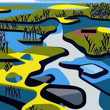 Geometrie wetland van Vythryd Arts
