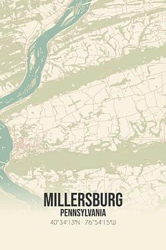 Vintage landkaart van Millersburg (Pennsylvania), USA. van Rezona
