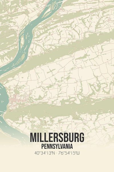 Vintage map of Millersburg (Pennsylvania), USA. by Prints of Place