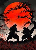 Samurai-Duell unter rotem Mond
