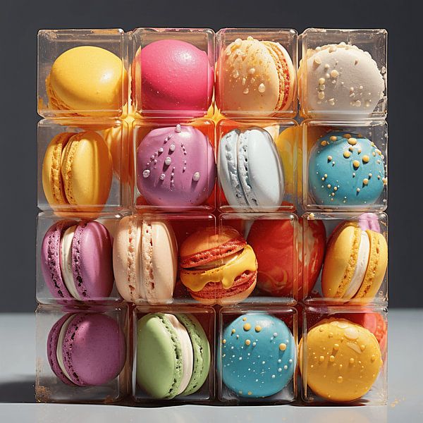Macarons in een rij - 4 op een rij om op te eten van Karina Brouwer