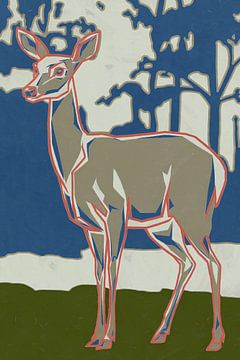 Kubistisch hert in natuur van Imperial Art House