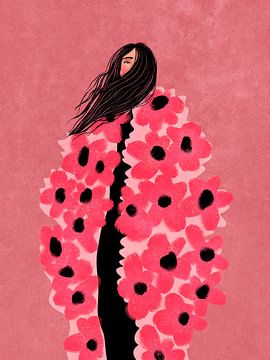 Vrouw bedekt met bloemen van Raissa Oltmanns