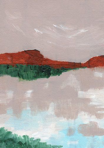 Landschap met een meer dat weerspiegelt