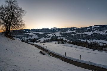 Vorstige ochtend in Oberstaufen met uitzicht op de Hochgrat van Leo Schindzielorz