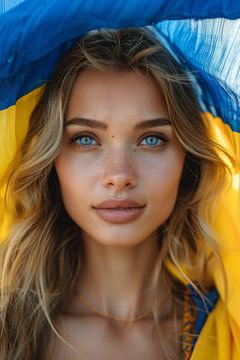 AI portrait with colours of Ukrainian flag by Egon Zitter