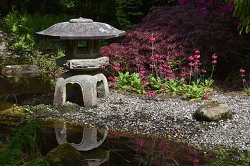 Lantaarn in Japanse tuin van Susan Dekker